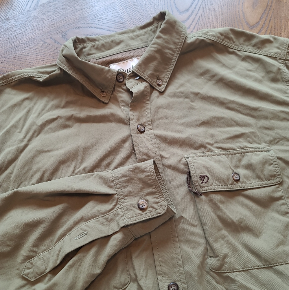 Men's Duck Camp Green Long Sleeve Shirt Size 2XL